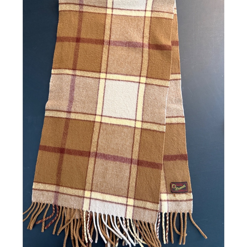 Vintage 60s 70s Wool Scarf Natural Dress Stewart Plaid Frank Menswear Pittsburgh
